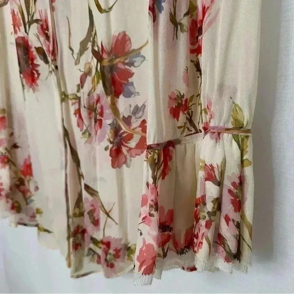 Massimo Dutti Floral Georgette Long Sleeve Blouse Button down Size 6 - Picture 4 of 16